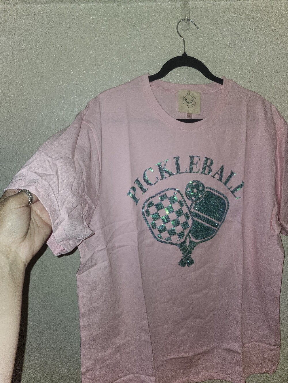 🩷NWOT/NIP Fantastic Fawn "Pink🩷 Pickleball Sequin✨ Graphic T-Shirt" Sz Large🩷 - Picture 14 of 16